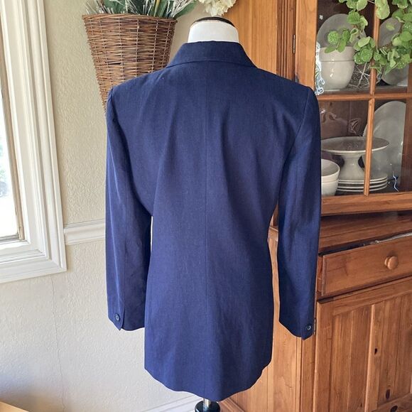 Norton McNauchton Linen Blend Long Line Navy Fully Lined Blazer Women’s 8 - Picture 4 of 9